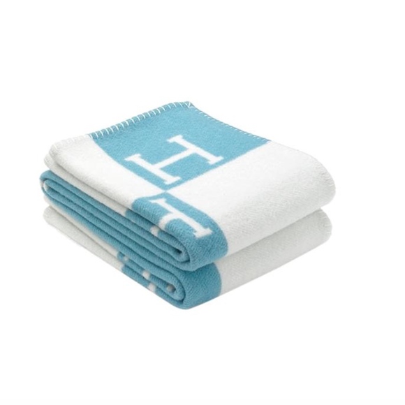 Hermes Other - Hermes Blue & Cream Classic "H" Baby Blanket/Throw